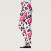 Abstract Bloemen Rood Zwart Wit Leggings (Links)