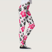 Abstract Bloemen Rood Zwart Wit Leggings (Rechts)