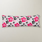 Abstract Bloemen Rood Zwart Wit Lichaamskussen (Achterkant)
