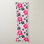 Abstract Bloemen Rood Zwart Wit Lichaamskussen (Voorkant Verticaal)