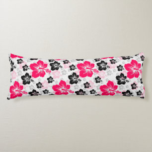 Abstract Bloemen Rood Zwart Wit Lichaamskussen