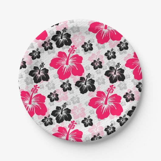 Abstract Bloemen Rood Zwart Wit Papieren Bordje (Voorkant)