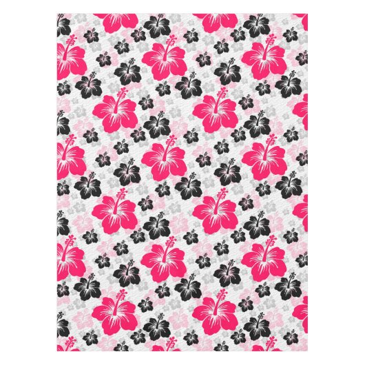 Abstract Bloemen Rood Zwart Wit Tafelkleed (Voorkant)