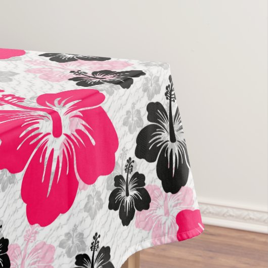 Abstract Bloemen Rood Zwart Wit Tafelkleed (Voorbeeld)