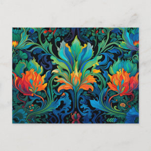 Abstract Bloemen Swirl Tapestry Bold Levendig Kleu Briefkaart