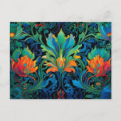 Abstract Bloemen Swirl Tapestry Bold Levendig Kleu Briefkaart (Voorkant)