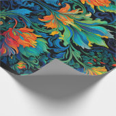 Abstract Bloemen Swirl Tapestry Bold Levendig Kleu Cadeaupapier (Hoek)