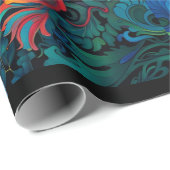 Abstract Bloemen Swirl Tapestry Bold Levendig Kleu Cadeaupapier (Rol Hoek)