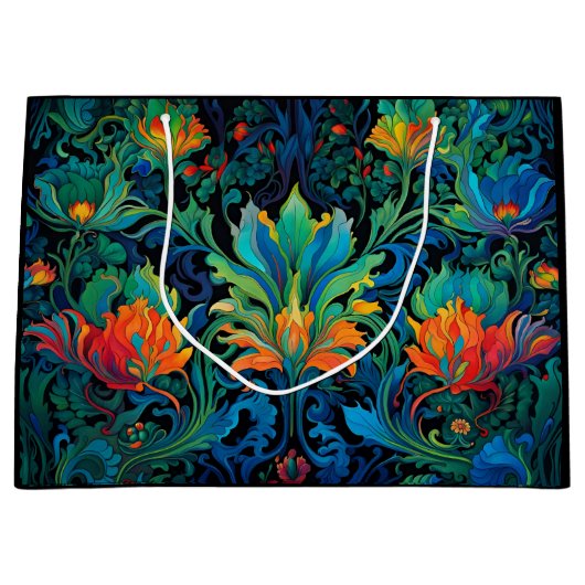 Abstract Bloemen Swirl Tapestry Bold Levendig Kleu Groot Cadeauzakje (Voorkant)
