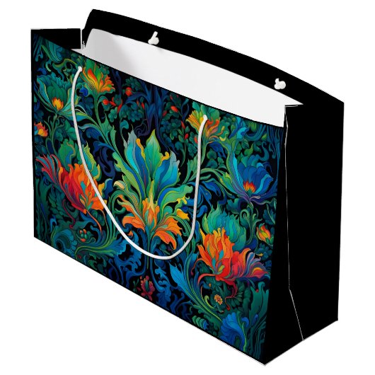 Abstract Bloemen Swirl Tapestry Bold Levendig Kleu Groot Cadeauzakje (Achterkant Gekanteld)