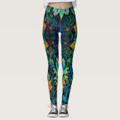Abstract Bloemen Swirl Tapestry Bold Levendig Kleu Leggings (Voorkant)