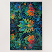 Abstract Bloemen Swirl Tapestry Bold Levendig Kleu Legpuzzel (Verticaal)