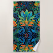 Abstract Bloemen Swirl Tapestry Bold Levendig Kleu Strandlaken (Voorkant)