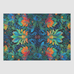 Abstract Bloemen Swirl Tapestry Bold Levendig Kleu Tissuepapier