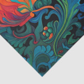 Abstract Bloemen Swirl Tapestry Bold Levendig Kleu Tissuepapier (Detail)