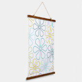 Abstract Bloemen Teals Geel Limoen Wit Hangend Wandkleed (Gebogen)
