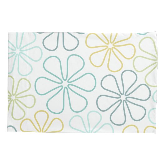 Abstract Bloemen Teals Geel Limoen Wit Kussensloop (Achterkant)