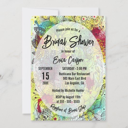 Abstract Bloemen Waterverf Line Art Vrijgezellenfe Kaart (Voorkant)