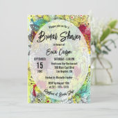 Abstract Bloemen Waterverf Line Art Vrijgezellenfe Kaart (Staand voorkant)