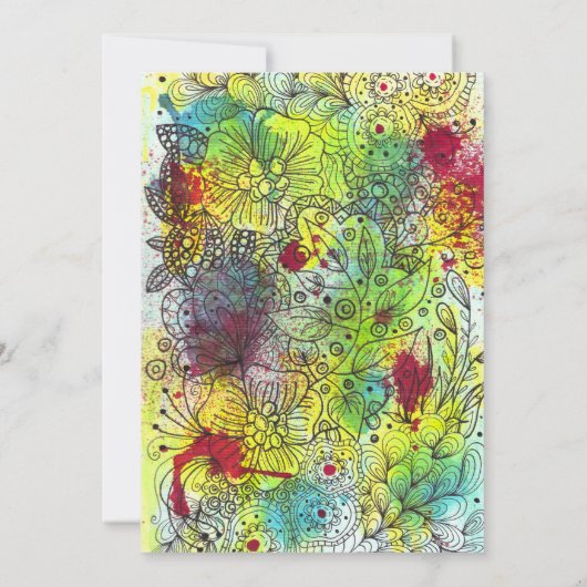 Abstract Bloemen Waterverf Line Art Vrijgezellenfe Kaart (Achterkant)