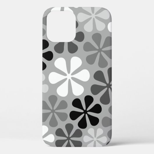 Abstract Bloemen Zwart Wit Grijs Case-Mate iPhone Case (Achterkant)