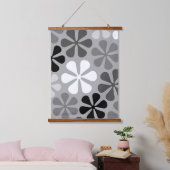 Abstract Bloemen Zwart Wit Grijs Hangend Wandkleed (Slaapkamer)