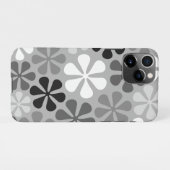 Abstract Bloemen Zwart Wit Grijs iPhone Hoesje (Achterkant horizontaal)