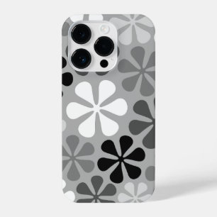 Abstract Bloemen Zwart Wit Grijs iPhone 14 Plus Hoesje