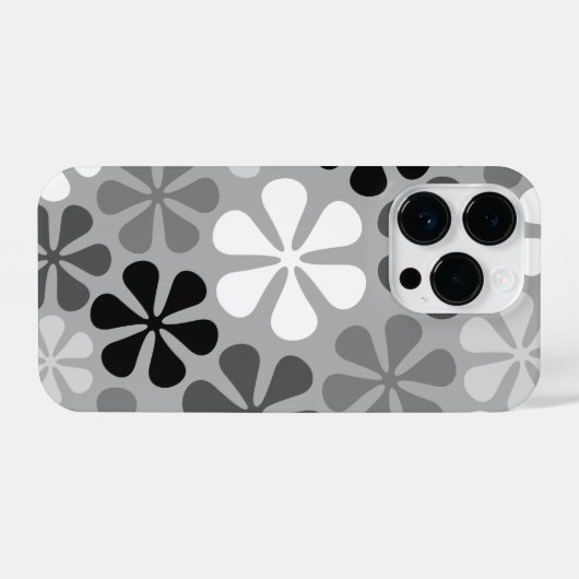Abstract Bloemen Zwart Wit Grijs iPhone Hoesje (Achterkant horizontaal)