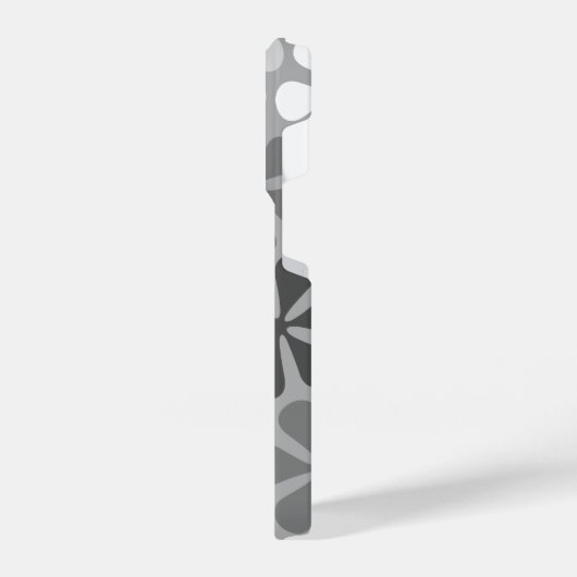 Abstract Bloemen Zwart Wit Grijs iPhone Hoesje (Linkerkant)