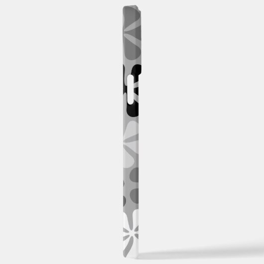 Abstract Bloemen Zwart Wit Grijs iPhone Hoesje (Rechterkant)