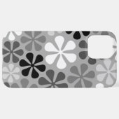 Abstract Bloemen Zwart Wit Grijs iPhone Hoesje (Achterkant horizontaal)