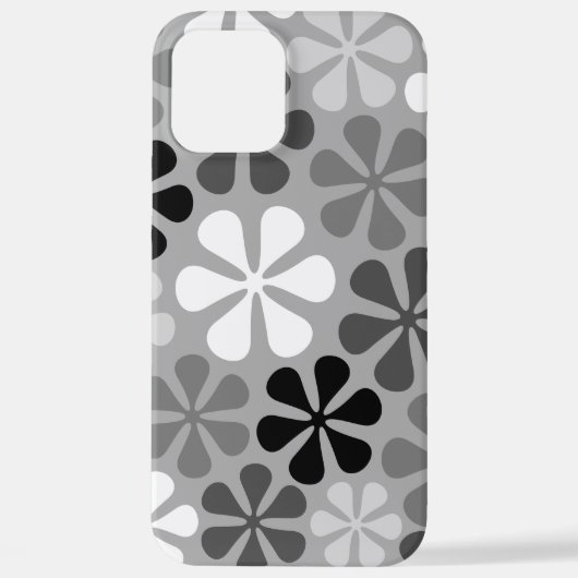 Abstract Bloemen Zwart Wit Grijs iPhone Hoesje (Achterkant)