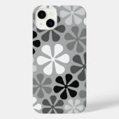 Abstract Bloemen Zwart Wit Grijs iPhone Hoesje (Achterkant)