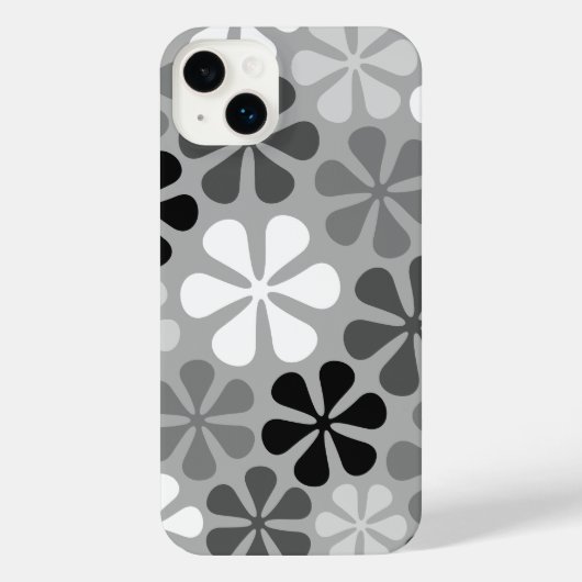 Abstract Bloemen Zwart Wit Grijs iPhone Hoesje (Achterkant)