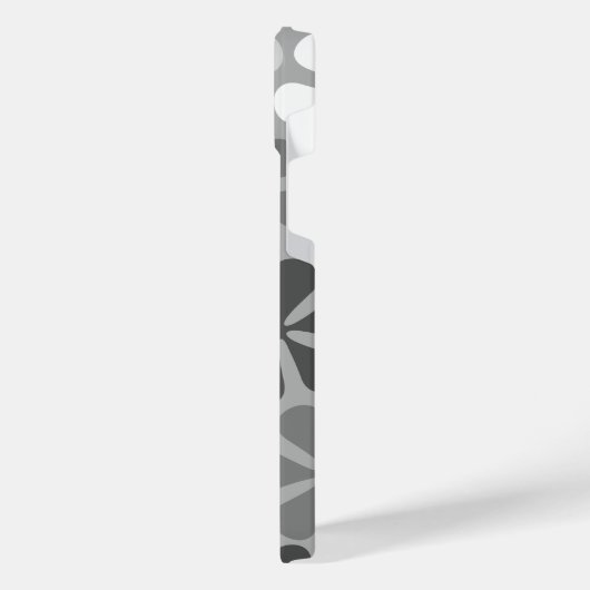 Abstract Bloemen Zwart Wit Grijs iPhone Hoesje (Linkerkant)