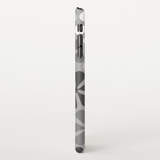 Abstract Bloemen Zwart Wit Grijs iPhone Hoesje (Linkerkant)