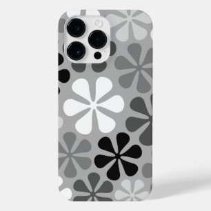 Abstract Bloemen Zwart Wit Grijs iPhone 14 Pro Max Hoesje