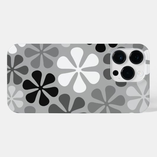 Abstract Bloemen Zwart Wit Grijs iPhone Hoesje (Achterkant horizontaal)