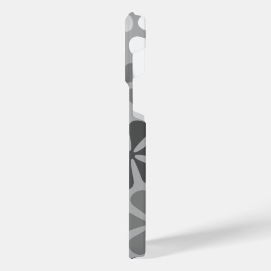 Abstract Bloemen Zwart Wit Grijs iPhone Hoesje (Linkerkant)