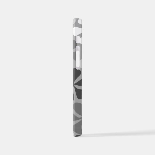 Abstract Bloemen Zwart Wit Grijs iPhone Hoesje (Linkerkant)