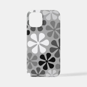 Abstract Bloemen Zwart Wit Grijs iPhone 12 Mini Hoesje