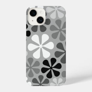 Abstract Bloemen Zwart Wit Grijs iPhone 14 Hoesje