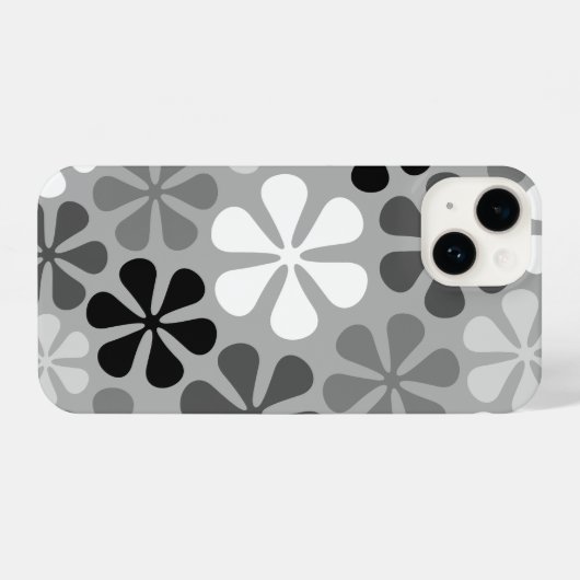 Abstract Bloemen Zwart Wit Grijs iPhone Hoesje (Achterkant horizontaal)