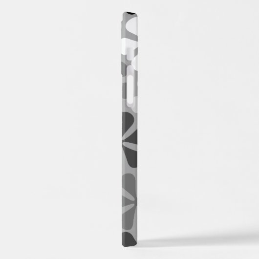 Abstract Bloemen Zwart Wit Grijs iPhone Hoesje (Linkerkant)