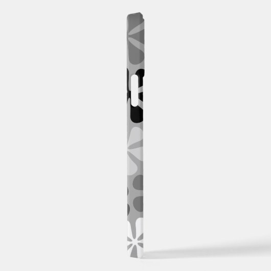 Abstract Bloemen Zwart Wit Grijs iPhone Hoesje (Rechterkant)
