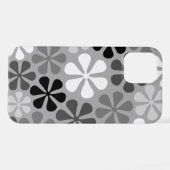 Abstract Bloemen Zwart Wit Grijs iPhone Hoesje (Achterkant horizontaal)
