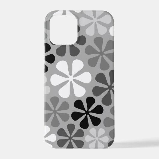 Abstract Bloemen Zwart Wit Grijs iPhone Hoesje (Achterkant)