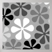 Abstract Bloemen Zwart Wit Grijs Poster (Voorkant)