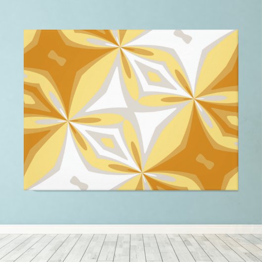 Abstract Bloemengoud en Grijs Zilver Abstract Canvas Afdruk (Insitu (Houten vloer))